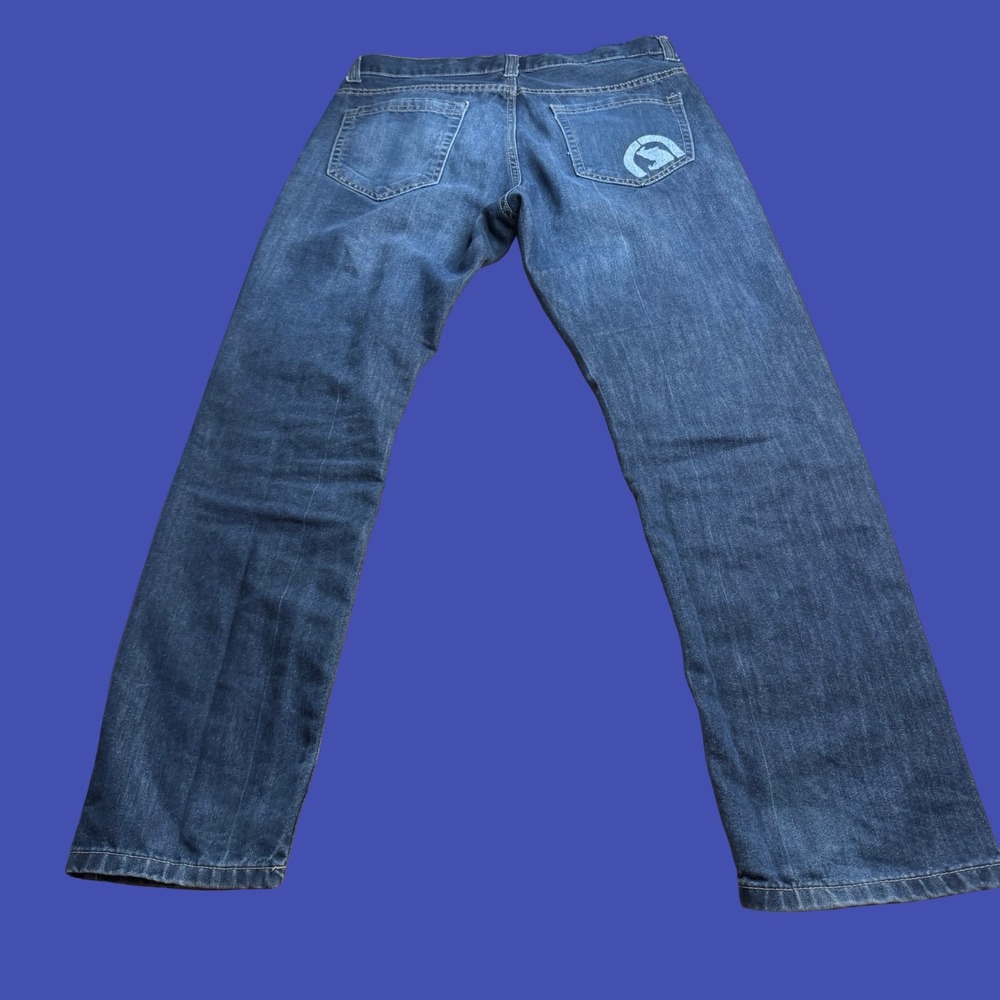 Ecko Unltd Mens 32 Athletic Y2K Denim Jeans Rhino Logo Casual Straight Leg